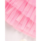 Toddler Girls Outfits Long Sleeve Graphic Heart Print Mesh Tulle Dress Valentine Birthday Party Dresses