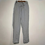 Women's Striped Elastic Waist Pants - Button Accent With Pockets, Casual Comfort Trousers For Spring&Fall