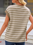 Women's Striped Short Sleeve T-Shirts Casual Loose Fit Color Block Crew Neck Summer Tops