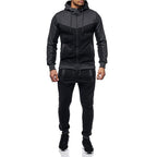 Men's Hooded Color Block Casual Cardigan Set