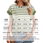 Women's Striped Short Sleeve T-Shirts Casual Loose Fit Color Block Crew Neck Summer Tops