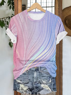 Women's Trendy Tie-Dye Gradient Short Sleeve T-Shirt Casual Loose Fit Crew Neck Top