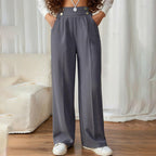 Women's Wide Leg Pants High Waist Business Casual Trousers Pant With Pockets