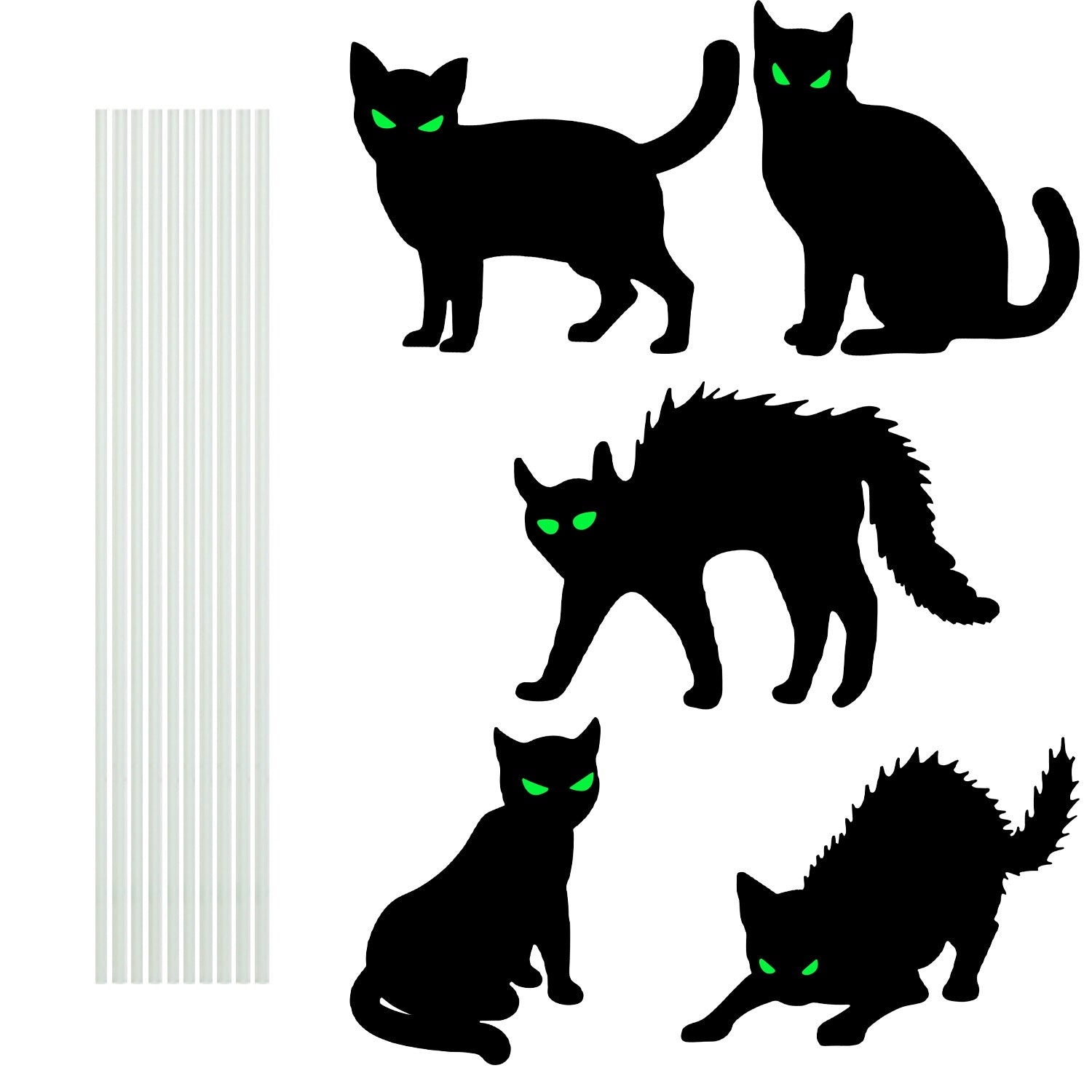 6Pcs Skull Or 6Pcs Tomb Or 5Pcs Black Cat Halloween Yard Sign Decorations  Glow In The Dark For Haunted House Garden Yard And Scary Theme Party
