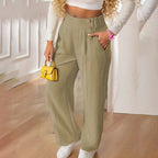 Women's Wide Leg Pants High Waist Business Casual Trousers Pant With Pockets