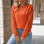 Women's Solid Color Off-Shoulder Knit Top With Lace-Up Design - Long Sleeve Crop Top For Spring&Fall