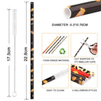 40 Pack Of 9 Inch BPA-Free Halloween Reusable Straws With Colorful Stripe Print Hard Straws For Mason Jars, Mason Glasses, Home Or Party Use, Comes With A Cleaning Brush-Selling On Amazon Is Prohibite