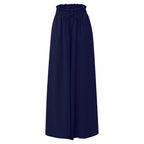 Women's High Waist Wide Leg Pants Elastic Drawstring Casual Loose Flowy Trousers With Pockets
