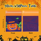 450 Pcs Halloween Cellophane Treat Bags  Self-sealing Clear Candy Cookie Bags Pumpkin Ghost Black Cat Skull Trick Or Treat Bags For Halloween Birthday Trick Or Treat Party Favors Supplies