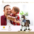 Plush Cowboy Rocking Horse, Wooden Ride-On With Realistic Sounds, Wild West Fun, Brown, For 3-6 Years