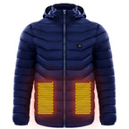 Men Heated Puffer Jacket Electric Heating Coat Insulated Hood Windbreaker