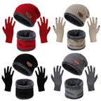 3Pcs Winter Knitted Hat Scarf Gloves Winter Warm Beanie And Touch Screen Gloves Scarf Set Knit Beanie Skull Cap Neck Warmer Mittens For Men Women