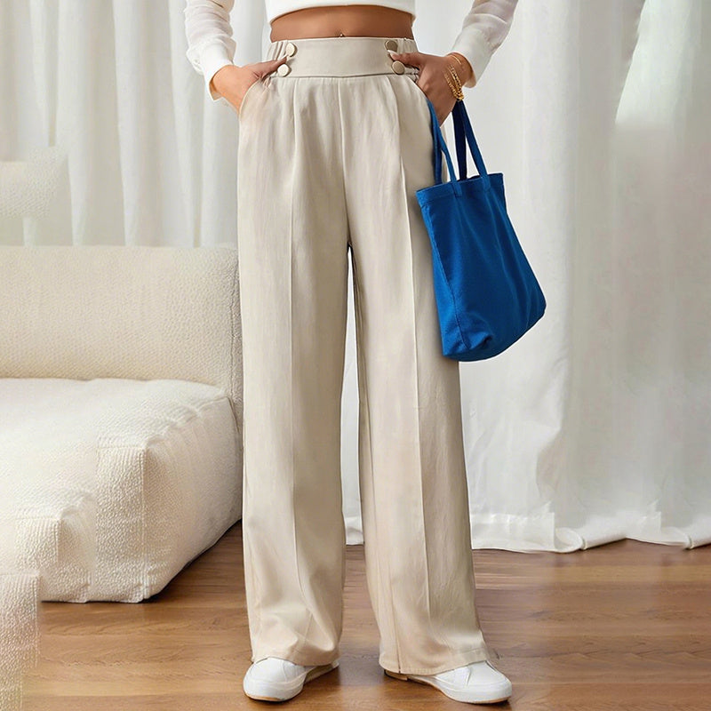 Women's Wide Leg Pants High Waist Business Casual Trousers Pant With Pockets
