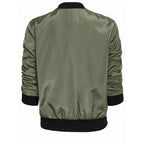 Women's Zippered Long-Sleeve Stand Collar Jacket Color-Blocked Spring & Fall Fashion Minimalist Top