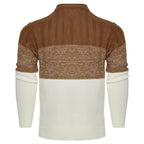 Men's Casual Color Block Long Sleeve Cable Knit Pullover Sweater