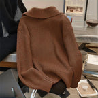 Plus Size Women's Solid Color Single-Breasted Ribbed Knit Cardigan - Long Sleeve Fall&Winter Sweater