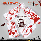 50 PCS Halloween Bloody Treat Bags With Twists Halloween Bloody Hand Pumpkin Themed Cellophane Candy Goodie Bags Ties For Halloween Horror Bloody Theme Party
