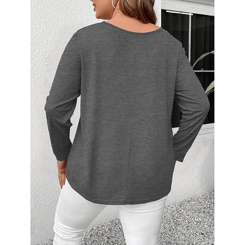Women's Plus Size Long Sleeve Tunic Tops Criss Cross V-Neck Blouse Casual Fall Shirts For Women 1X-5X