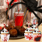 48Pcs Halloween Cupcake Toppers Wrappers Rip Kit Bloody Zombie Hand Cupcake Pick Decorations For Halloween Horror Movie Bloody Theme Birthday Party Cake Decorations Supplies