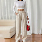 Women's Wide Leg Pants High Waist Business Casual Trousers Pant With Pockets
