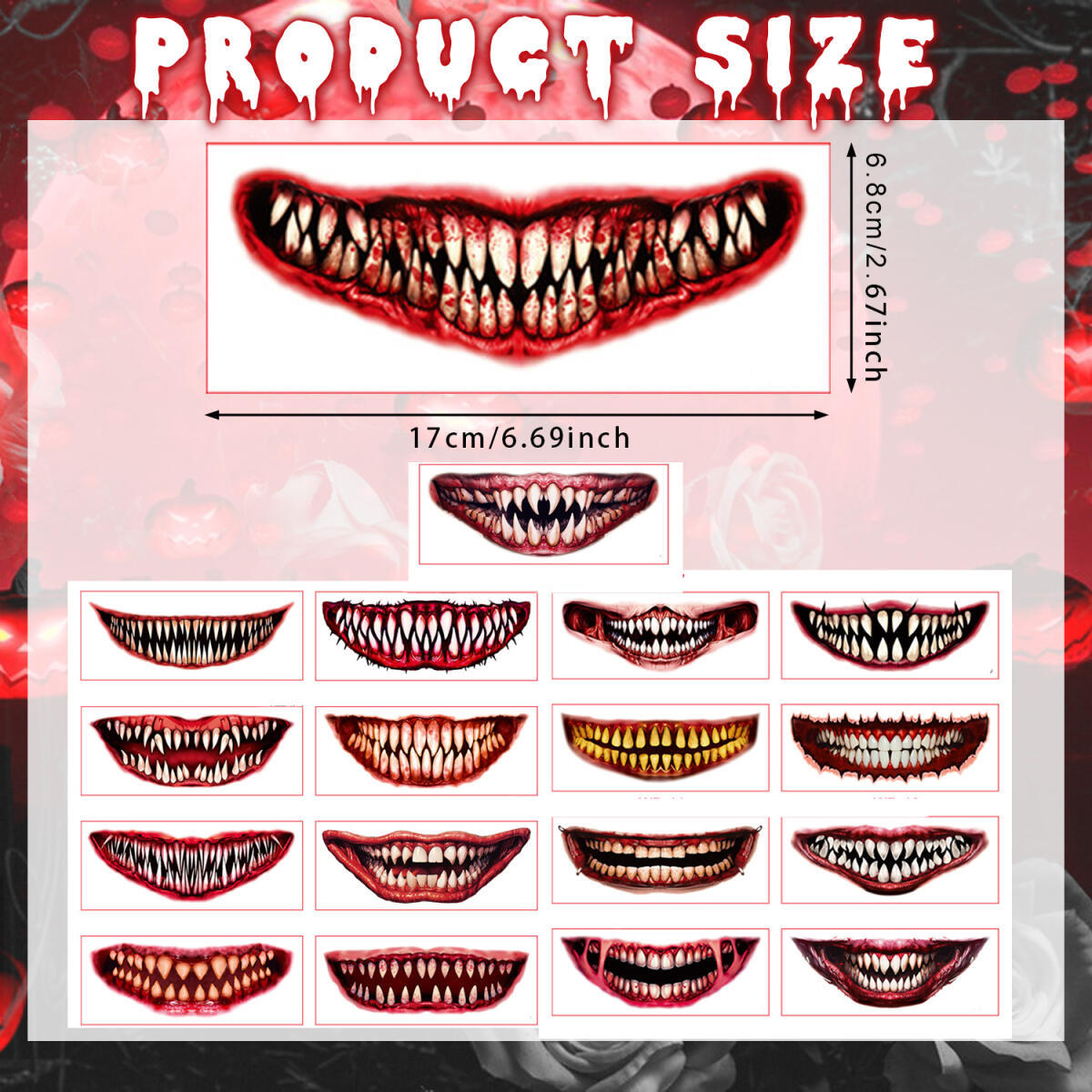 18 Sheets Halloween Temporary Tattoo Stickers