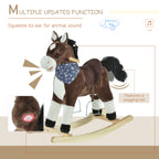Plush Cowboy Rocking Horse, Wooden Ride-On With Realistic Sounds, Wild West Fun, Brown, For 3-6 Years