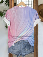 Women's Trendy Tie-Dye Gradient Short Sleeve T-Shirt Casual Loose Fit Crew Neck Top