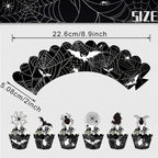 3 Tier Halloween Cupcake Stand Black Spider Web Cardboard Cupcake Stand Spider Bat Cupcake Toppers Halloween Cupcake Holder Tower For Halloween Birthday Party Supplies