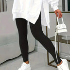 Women's Casual 2-Piece Set Solid Color Leggings & Letter Print Pocket Drawstring Hooded Sweatshirt With Split Hem Spring Fall Fashion Outfit