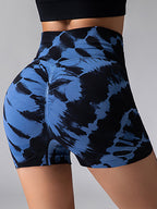 Tie Dye V-Back Yoga Biker Shorts, Elevate Your Workout Style Seamless High Waisted Contour Gym Yoga Biker Shorts