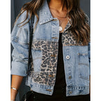 Women's Cropped Distressed Denim Jacket Ripped Button Down Jean Jacket Long Sleeve Casual Streetwear Coat