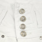 White High Waist Button Shorts Slim Fit Stretch Denim Bling Pocket Hot Girl Summer Look Club Chic Curve Flattering Pants For Women Forbidden Platform - Temu