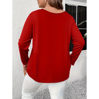 Women's Plus Size Long Sleeve Tunic Tops Criss Cross V-Neck Blouse Casual Fall Shirts For Women 1X-5X