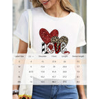 Women's 'Love' Letter & Heart Print Short Sleeve T-Shirt Round Neck Casual Summer Top