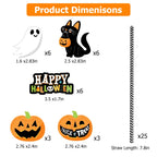 Set Of 25Pcs Halloween Party Striped Decorative Straws Disposable Drinking Straws Paper Straw Decor Happy Halloween Ghost Lantern Black Cat Halloween Party Supplies