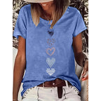 Women's Cute Heart Print T-Shirt Comfortable Round Neck Spring Summer Tee