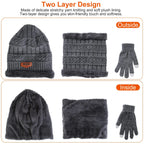3Pcs Winter Knitted Hat Scarf Gloves Winter Warm Beanie And Touch Screen Gloves Scarf Set Knit Beanie Skull Cap Neck Warmer Mittens For Men Women
