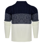 Men's Casual Color Block Long Sleeve Cable Knit Pullover Sweater