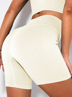 Yoga Shorts Ribbed Seamless Workout High Waist Athletic Leggings Suitable For Yoga Fitness, Workout Shorts Yoga Seamless Ribbed High Waisted Spandex Booty Biker Shorts