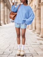 Spring And Autumn Winter New Romantic Pink Round Neck Long Sleeve Knitted Women's Sweater