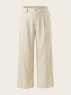 Women's Plus Size High Waist Straight Leg Trousers - Elegant, Polyester, Machine Washable, Casual Suit Pants For Women